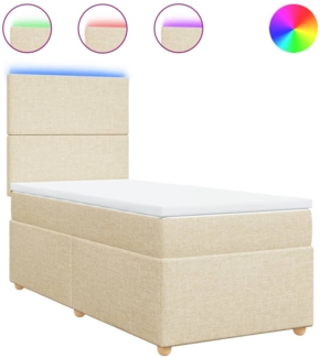 vidaXL Boxspringbett mit Matratze Creme 80x200 cm Stoff 3293405