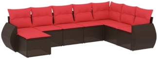 vidaXL 8-teiliges Gartensofa-Set mit Kissen, braun, Polyrattan 3221763