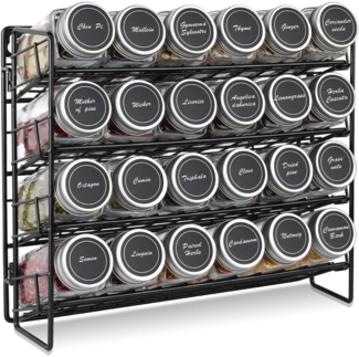 Semlos Gewürzregal Organizer für Schränke, schwarz, Wandmontage