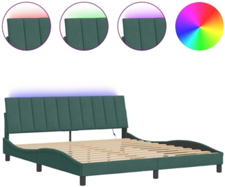 vidaXL Bettgestell mit LED ohne Matratze "Hanko" Dunkelgrün 180x200 cm Samt 3213796