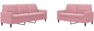 vidaXL 2-tlg. Sofagarnitur mit Kissen Rosa Samt 3278394