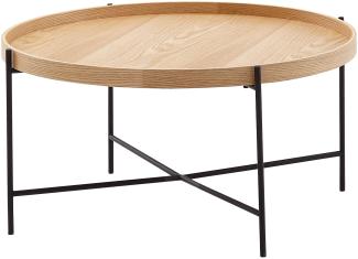 Kadima Design Couchtisch, Moderner Holztisch mit Eichenholz Furnier und stabilen Metallgestell, Elegantes, zeitloses Design. 78x78x40 cm