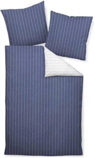 Janine Mako Soft Seersucker Bettwäsche 2 teilig Bettbezug 155x200 cm Kopfkissenbezug 80x80 cm Tango 20020-02 denimblau