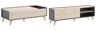 Vente-unique - Sparset: Couchtisch + TV-Möbel - Anthrazit & Eichefarben - KOLYMA