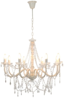vidaXL Kronleuchter mit Perlen Weiß 8 x E14-Fassungen 281604