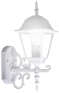 LED Außenwandleuchte, Laterne, Alu weiß, Glas klar, H 44,5 cm