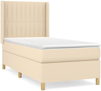 vidaXL Boxspringbett mit Matratze Creme 80x200 cm Stoff, Härtegrad: H2 [3132110]