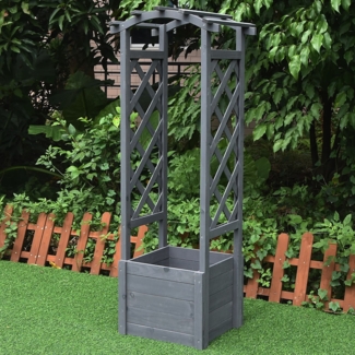 Rankhilfe Spalier Pflanzkasten Rankgitter Rankgestell Rosensäule Deko grau