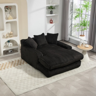 Odikalo Schlafsofa Chaiselongue Loungesofa Polstersofa Cord Kissen Beige Grau Schwarz