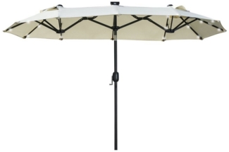 Outsunny Sonnenschirm Doppelsonnenschirm mit verstellbarem Neigungswinkel, LxB: 292x150 cm, Gartenschirm, Marktschirm, Beige, Stahl