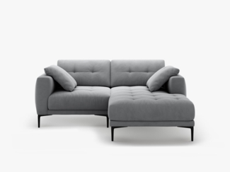 Micadoni Ecksofa Bemy 2-Sitzer Rechts Samt Grau