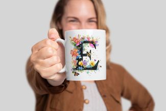 WS-Trend Tasse Name A bis Z und 0 bis 9 Blumen Bienen Kaffeetasse Teetasse Geschenk, Keramik