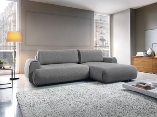 Vente-unique - Ecksofa mit Schlaffunktion - Ecke rechts - Strukturstoff - Grau - MONELIA