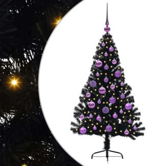 vidaXL Künstlicher vorbeleuchteter Weihnachtsbaum Schwarz 120 cm PVC 3397121