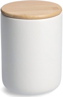 Vorratsdose mit Bambusdeckel, weiß - Ø 12 x 16cm