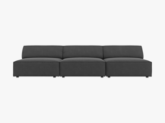 Micadoni 3-Sitzer Sofa Jodie beide Seiten offen Samt Bluvel Grau
