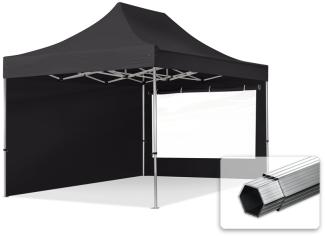 3x4,5 m Faltpavillon PROFESSIONAL Alu 40mm, Seitenteile mit Panoramafenstern, schwarz