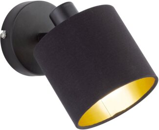 Wandleuchte, schwarz-gold, Spot verstellbar, H 19 cm, TOMMY