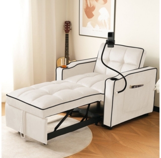 BlingBin Schlafsofa 3-in-1 Ausziehbares Einzel-Sofa-Liegestuhl, 1 Teile, Samtbezug, Zwei Räder, Ausziehbares Bettgestell aus Metall