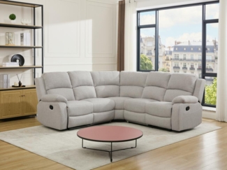 Vente-unique - Eckrelaxsofa - melierter Stoff - Beige - RIETI