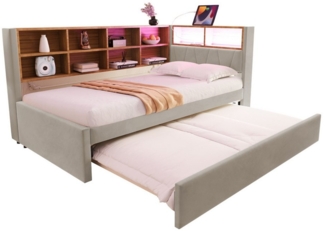 REDOM Kinderbett Doppelbett Stauraumbett Gästebett (Daybett Tagesbett Schlafsofa mit Ausziehbett 90x190 cm, USB-Steckdosen und viel Stauraum, Geeignet für kleine Apartments, 90x200 cm), ohne Matratze