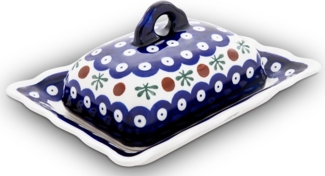 Bunzlauer Keramik Butterdose Bunzlauer Keramik Butterdose für 1/2 Stück Butter Wellenform Dekor 41, Keramik