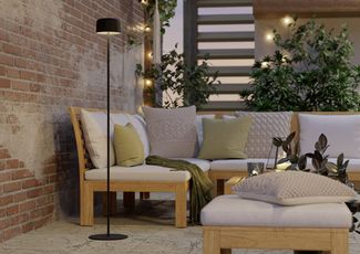 EGLO Solar Stehlampe Roccanova, Akku Standleuchte für Innen und Außen, Wohnzimmer Lampe touch dimmbar in 3 Stufen, Solarlampe aus Stahl in Schwarz, warmweiß, IP44