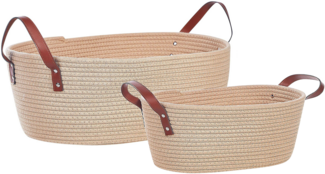 Aufbewahrungskorb Baumwolle hellbeige 2er Set GISSAR