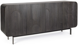 Sideboard Orissa aus Mangoholz Schwarz, 180 cm