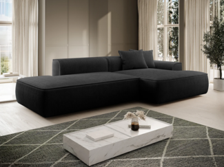 Vente-unique - Ecksofa - Ecke rechts - Cord - Schwarz - ERYNEL