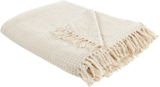 Kuscheldecke MALU Baumwolle 220 x 240 cm Helles Beige Kein Muster