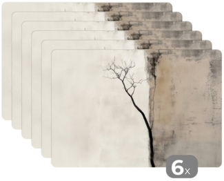 MuchoWow Platzset Wabi sabi - Pflanze - Beige, (6-St), Platzsets, Tischset, Abwaschbar, Tischsets, Platzdeckchen
