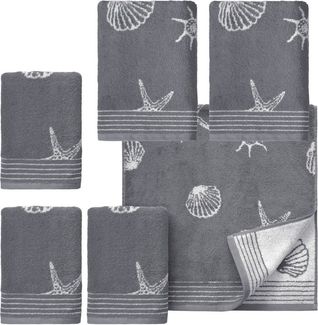 Dyckhoff Handtuch Set Seashell, Walkfrottee (Set, 6-St), mit Muschelmuster, 4 Handtücher (50x100cm), 2 Duschtücher (70x140cm)