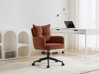 Vente-unique - Bürostuhl höhenverstellbar - Cord - Terracotta & Schwarz - BATARU von Pascal Morabito