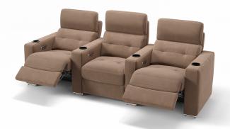 Sofanella BARI Heimkino 3-Sitzer Stoffbezug Sofa in Hellbraun