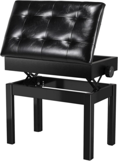TLGREEN Klavierbank Höhenverstellbar, mit Polsterung und Stauraum (Ergonomische Klavierbank für Erwachsene, 48-58CM Höhe), 150 kg Tragfähigkeit, PU-Leder, rutschfeste Füße