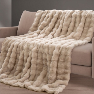 Wohndecke Microfaser, MESANA, modernes Bubble-Design, creme