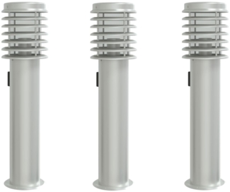 vidaXL Wegeleuchten mit Steckdose 3 Stk. Silbern 60 cm Edelstahl 4006374