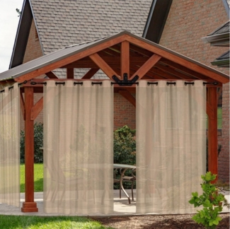 Rosnek Vorhang Wasserdicht, Leinen, Ösen, für Terrasse Rasen Garten Veranda Hof Deko, (2 St), H×B:213×132,243×132,274×132