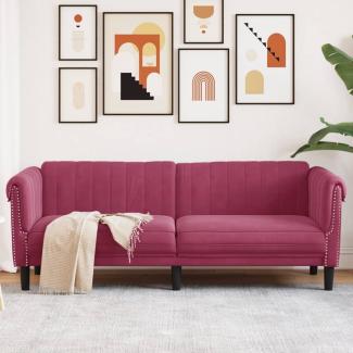 vidaXL Sofa 3-Sitzer Weinrot Samt 372589