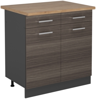 Vicco Küchenunterschrank Edelgrau 80 cm , AP Eiche, R-Line