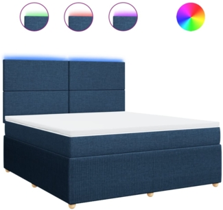 vidaXL Boxspringbett mit Matratze Blau 180x200 cm Stoff 3294434