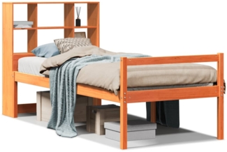 vidaXL Massivholzbett mit Regal ohne Matratze Wachsbraun 75x190 cm 3322026