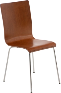 DELUKE® Besucherstuhl PEPE - 87x43x47cm, Braun Holz Metall in Chromoptik Gestell Konferenzstuhl Wartezimmerstuhl