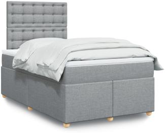 vidaXL Boxspringbett mit Matratze Hellgrau 120x200 cm Stoff 3293561