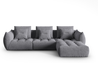 Micadoni Ecksofa Bloom 2-Sitzer Strukturierter Stoff Grau
