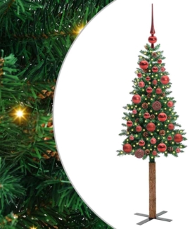 vidaXL Schlanker Weihnachtsbaum mit 150 LEDs mit Ständer Grün 150 cm 3394851