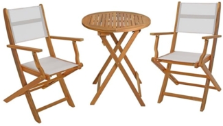 Balkonset Gartenmöbel Set textilene Gartenstühle Klapptisch Ø 57 cm Rund Akazie