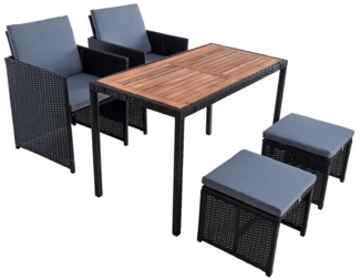 Polyrattan Sitzgruppe Gartenmöbel Set Rattanmöbel 4 Personen Gartenset Schwarz