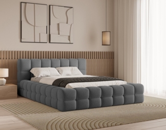 Chilly Möbel Polsterbett Verona Dunkelgrau Bouclé Stoff 140x200 cm mit Stauraum Quelle 92